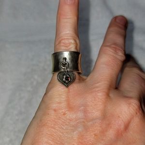 Silpada Silver Garnet Reversible Heart Charm Ring